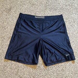 Vintage Y2K Nike Basketball Shorts Navy Silky Shiny Dazzle Baggy Mens XLarge